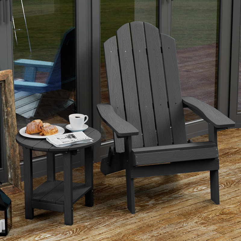 HERACLES Patio Outdoor Round Adirondack Plastic/Resin Side Table